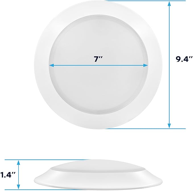 LUXRITE 8 Inch LED Disk Lights, 27W, 5CCT 2700K | 3000K | 3500K | 4000K | 5000K, Flush Mount Recessed Retrofit Ceiling Light, 2000LM, Dimmable, J-Box or 6" Can Install, Energy Star, ETL (4 Pack)