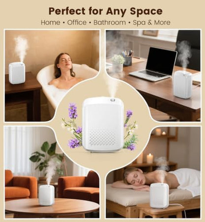 Waterless Essential Oil Diffuser with 2 x 100ML Oils, 3000 Sq.Ft Coverage for Large Home Hotel Office, 400ml Cold Air Scent Machine, Bluetooth App Control, Quiet Aroma Diffuser Wall Mount