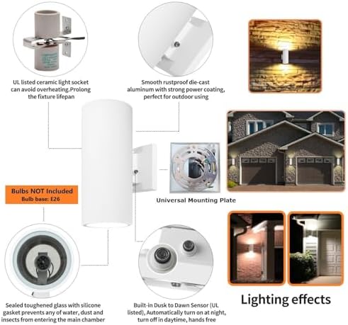 Dusk to Dawn Sensor Outdoor Wall Light, Waterproof Exterior Lights