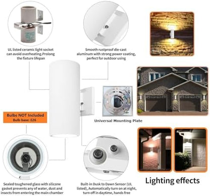Dusk to Dawn Sensor Outdoor Wall Light, Waterproof Exterior Lights
