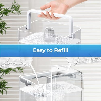 CHIVALZ Humidifiers for Bedroom, 6L Cool Mist Humidifiers for Baby Nursery, 26dB Quiet, 50H Runtime, Top Fill Humidifier for Large Room, Home, Plants, Nightlight, Oil Diffuser 1 Pack White