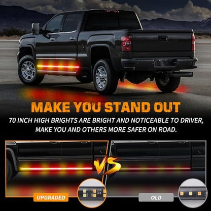XRIDONSEN 70 inch Running Board Strobe Lights Amber Red Emergency Lights