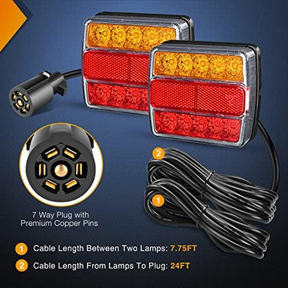 Nilight Magnetic LED Trailer Towing Light Kit 24ft Cable 7 Pin Plug