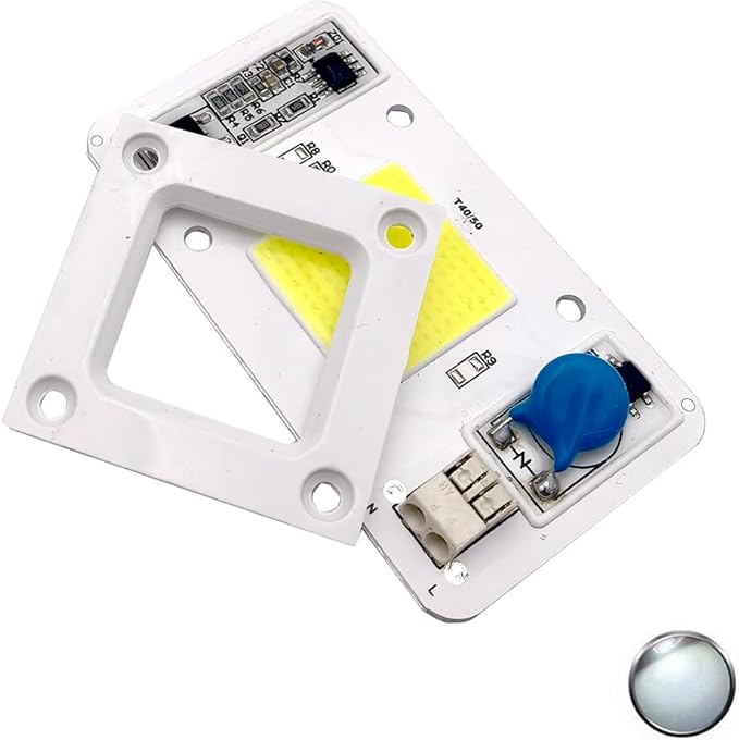 LED 50W COB Chip Bulbs AC 110V 220V Integrated Smart IC Driver Cool White Warm White Red Green Blue UV Pink Full Spectrum (Pure White 6000K, AC 110V (US))