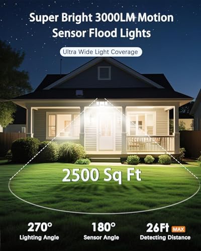 CLAONER Solar Outdoor Lights Motion Sensor 3500LM 288 LED Security Light with Remote Control IP67 Waterproof 4 Heads Flood Lights (6 Pack)