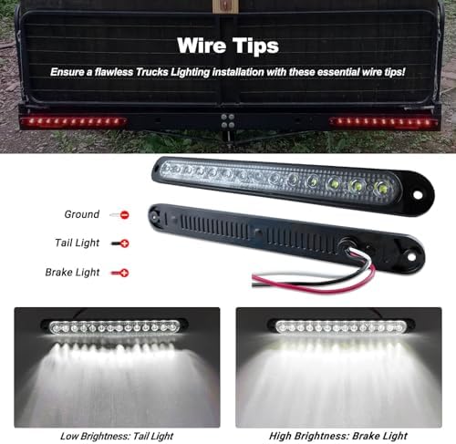 10" White Trailer LED Reverse Lights Bar Strip Truck Bed Backup Lights Rear Running Side Marker for Truck RV Aluminum Alloy Base, 15 LEDs 2Pcs