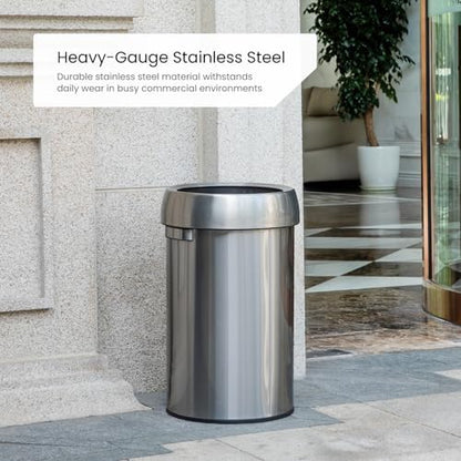 Home Zone Living 16 Gallon Commercial Trash Can with Removable Open Top Lid