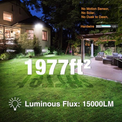 Onforu 150W Flood Lights Outdoor, 15000LM Brightness LED Light Outside, IP65 Waterproof LED Exterior Floodlight with 3 Adjustable Heads, 6500K White Outdoor Security Light for Yard Garage Eave