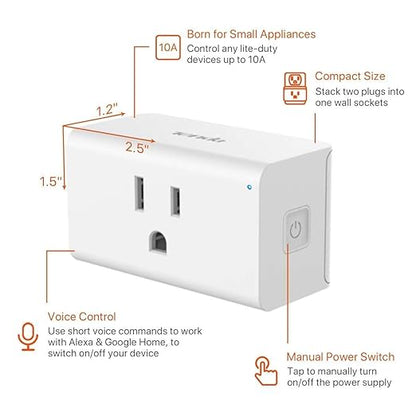 TENDA SP9 (2 Pack) Smart Plug WiFi Outlet Switch with Energy Monitoring, Works with Alexa & Google Assistant for Voice & Remote Control, Timer & Schedule Function, 13A Safe Design, No Hub Required