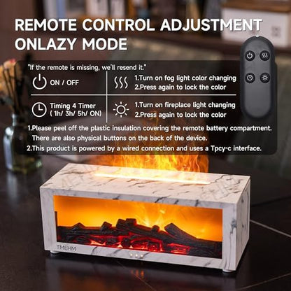 TMEHM Fireplace Flame Essential Oil Diffuser Humidifier, Aromatherapy
