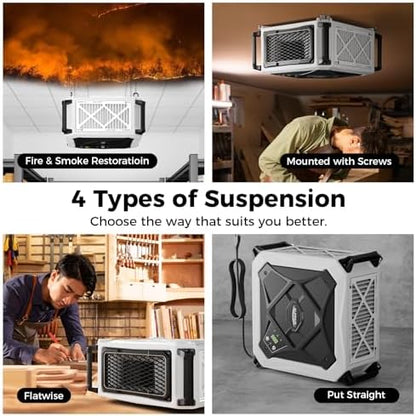 ALORAIR Hanging Intake Air Filtration Systems Woodworking 2 Stage Air Flow (580/780CFM) Remote Control, Shop Dust Collectors with Strong Vortex Fan for Garage, Work Shop, Home Use, Purecare 780