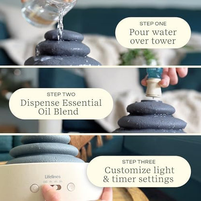 Lifelines Stacking Stones Aromatherapy Diffuser with Essential Oil Blend