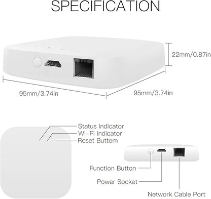 MOES ZigBee 3.0 & Bluetooth & Mesh Hub Only Support Tuya Device Work with Smart Life App, Intelligent Bridge Wired Smart Home Gateway Voice Control via Alexa, Google Home, 2.4GHz WiFi