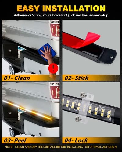 LUMENIX 49" Inch Strobe Light Strips, Back Window | Tailgate White Amber Warning Emergency Flashing Safety Double Row LED Strip Flexible Lights Bar w/Controller for Tow Work Trucks Vehicles SUV - 1PC