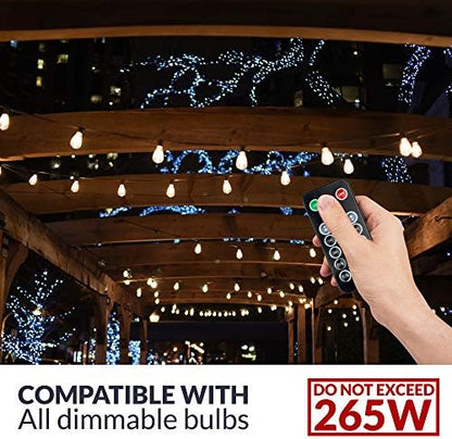 Newhouse Lighting RS-NA-265W Wireless Outdoor LED String Light Dimmer Control Outlet | 265 Max Watts | 100ft Remote Range | ETL Listed, Black