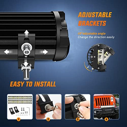 Nilight Side Shooter LED Light 1PC 22" with Wiring Kit for Truck SUV UTV