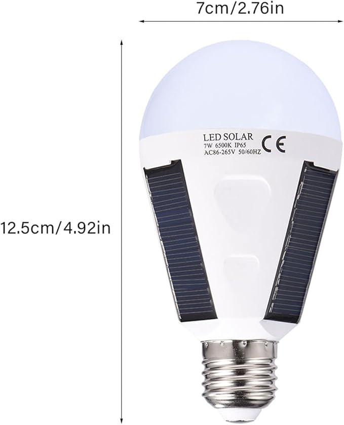 Led Light Bulb, Smart Light Bulbs with Portable Design Solar Panel Indoor Outdoor Outdoor Lights for Stable and Bright Lighting (7w)