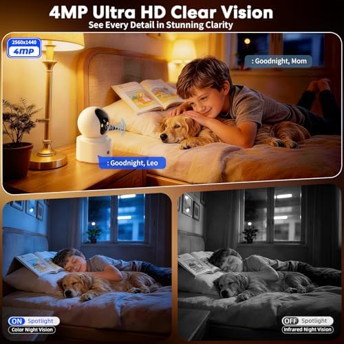 Noonkey Wireless Surveillance Cam Indoor, 4MP HD Battery-Powered Camera with 6000mAh Battery, 5G&2.4G WiFi6, AI Motion Detection, 2-Way Audio, Color Night Vision for Home Security/Baby/Pet, 3K/2-Pack