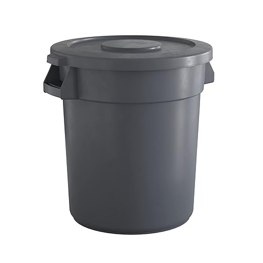 20 Gallon Gray Round Commercial Trash Can with Lid, Heavy-Duty Food Grade NSF Certified, Perfect for Restaurant, Office, School, Garage, Backyard, Workshop, Warehouse