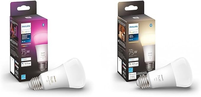 Philips Hue White and Color Ambiance Smart LED Light Bulbs (2 Bulbs)