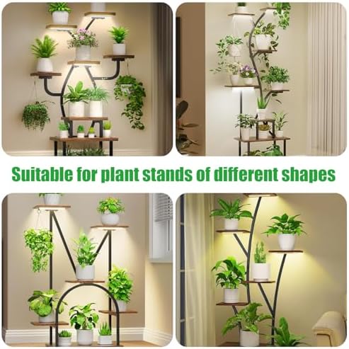 RWNTAO 3 Head 7.8 Inches LED Grow Light Strips, Grow Lamps for Indoor Plants Full Spectrum 3000K, 72 LEDs Plant Light Strips with 3/9/12H Timer, 10 Dimmable Levels for Seedling Succulent