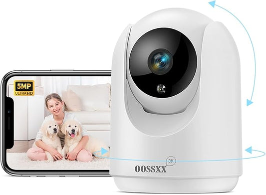 OOSSXX 2-Way Audio Indoor Security Camera Video Baby Monitor and Pet Monitor, 1080P PTZ Nanny Cam Smart Wireless Cameras for Home Video Surveillance (1-Pack)