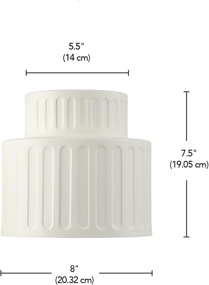 1-Light Ceramic Effect Flush Mount Ceiling Light with Ribbed Details | Ceramic Effect Ribbed Shade, Hallway, Bedroom, Kitchen, Dining Room, Model 66000135