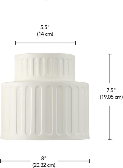 1-Light Ceramic Effect Flush Mount Ceiling Light with Ribbed Details | Ceramic Effect Ribbed Shade, Hallway, Bedroom, Kitchen, Dining Room, Model 66000135