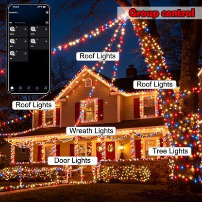 LJLNION Smart Color Changing Halloween Lights, 98.6FT 300 LED RGB String Lights with Remote & App Controlled, Music Sync Multiple Modes, Waterproof Indoor Outdoor Holiday Xmas Tree Party Decor