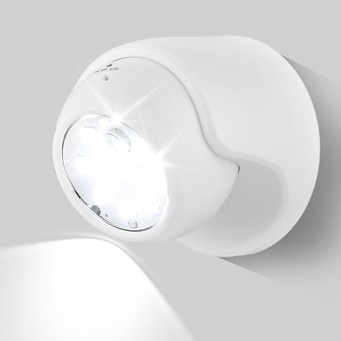Motion Sensor Outdoor Lights - Outdoor Motion Sensor Light Battery Operated Wireless Spotlight Motion Detector Security Light Auto On Off for Porch Stair Hallway Garage Wall Shed (1 Pack)