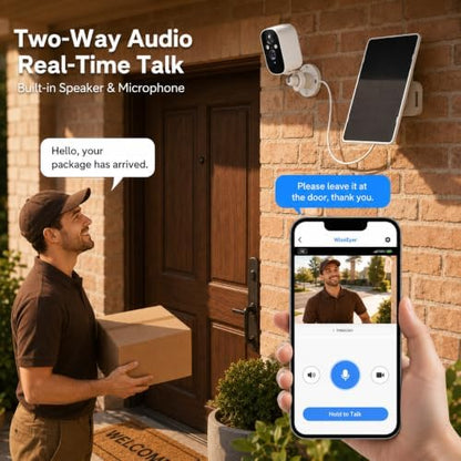XVIM 2K Solar Security Camera Outdoor Wireless, PIR Detection & 2-Way Audio