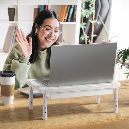 WALI Computer Monitor Stand with Storage, Monitor Riser 3 Height Adjustable