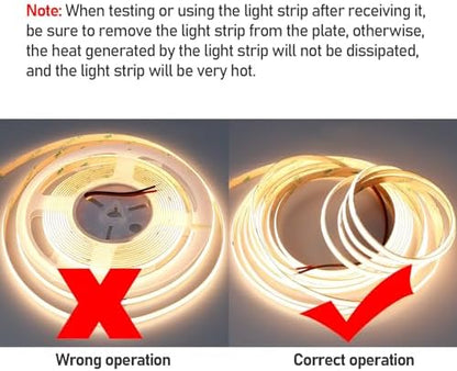 49.2ft/15M 24V COB LED Strip Light Warm White 3000K 5760LEDs 11000lm