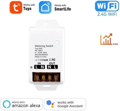 Tuya Smart life app 30A High Power WiFi Smart Switch with Energy Monitor,Compatible with Alexa/Google Home