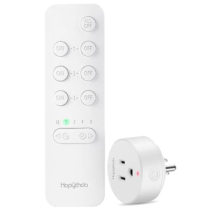 Remote Control Outlet with Countdown Function, 15A/1500W Anti-Surge 4000V Wireless Remote Outlet, 500FT RF Range No Wire Remote Plug On Off Switch for Household Appliances, Christmas Lights