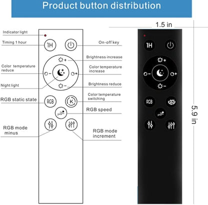 RGBCW E26 Smart Light LED Bulb with a 2.4GHz Remote Control 12W 1000lm Color Changing for Bedroom, Mood Soothing,100W Equivalent,Dimmable 1% to 100% 3000-6500K,2 Bulb & 1Remote