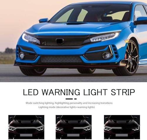 DREAMOTOR 71 Inch Car Hood Light Strip, White/Amber Car LED Hood Light