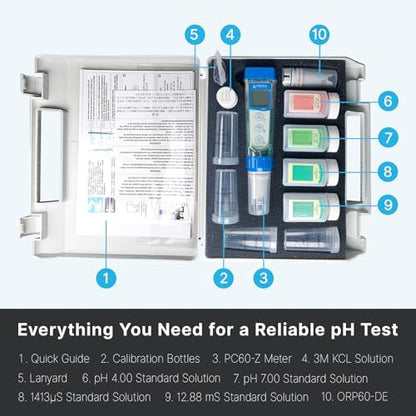 Apera Instruments PCO60-Z Bluetooth pH/Conductivity/ORP/Redox/TDS/Salinity/Resistivity Smart Multi-Parameter Meter Tester Kit Powered by ZenTest Mobile App with Cloud-Based Datalogger