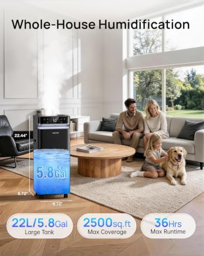 YOKEKON Humidifier Large Room 5.8Gal/22L, Cool Mist Humidifiers for Home
