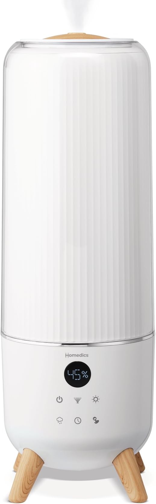 Homedics Cool Mist Ultrasonic Humidifier for Bedroom, Large Room Humidifier, Top-Fill 1.47-Gal Tank, Essential Oil Pads, Built-In Timer, 3 Mist Settings, Air Humidifier for Home, Office, Plants