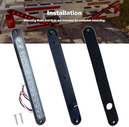 10" White Trailer LED Reverse Lights Bar Strip Truck Bed Backup Lights Rear Running Side Marker for Truck RV Aluminum Alloy Base, 15 LEDs 2Pcs