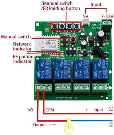 Zigbee 4CH DC7-32V USB 5V Relay Smart Switch Module,Wireless APP Remote Control with Inching/Self-Lock/Interlock modle，Works with Tuya Zigbee Gateway，Alexa，Google Home (Required ZigBee Hub)