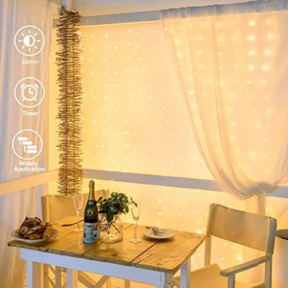 echosari 20Ft x 10Ft Large Curtain Lights Plug in Warm White & Multicolor
