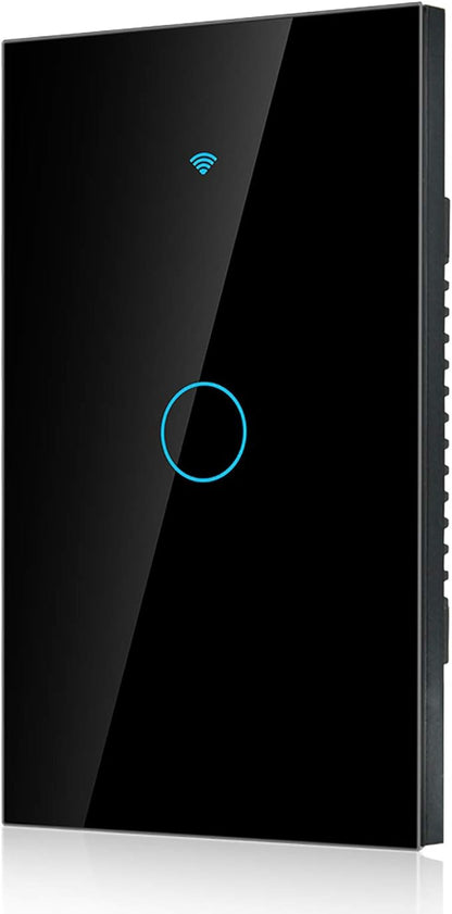 Wi-Fi Wall Touch Screen Switch, Remote Control Single Circle , 1-Way AC 90-250V (Black)