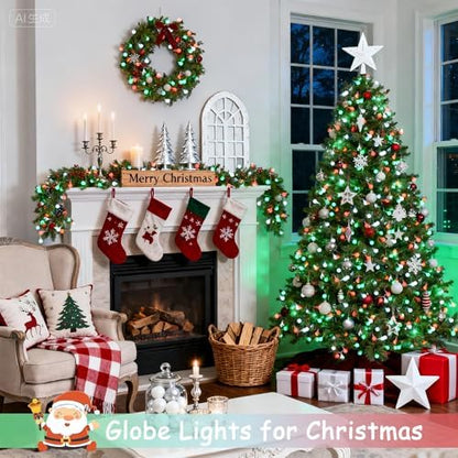 JMEXSUSS 33ft 100 LED Globe Red White and Green Christmas String Lights