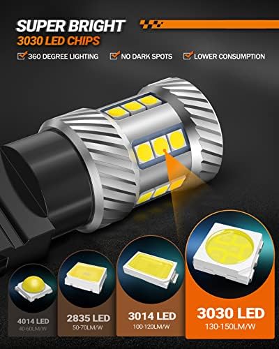 SEALIGHT 3157 LED Bulb Reverse Light, Brake Bulbs 1000% Brighter 6000K 1800LM Super Bright 3056 3156 3057 LED Bulbs with Projector Len for DRL Tail Brake Turn Signal Lights, White 2PCS