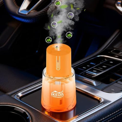 Ikeda Fragrance Smart Car Air Freshener, 100ml Waterless Essential Oil Diffuser, Auto On Off Aromatherapy Car Diffuser with 3 Mist Modes, USB Rechargeable Car Accessories for Women Men Truck Vehicle