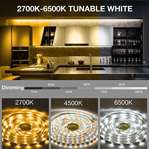 DAYBETTER Under Cabinet Lighting, 6 PCS Under Cabinet Lights, Dimmable LED Strip Lights with Remote, LED Lights for Kitchen Cabinet, Counter, Shelf, 2700K-6500K Warm to Daylight White, Timing, 20 ft