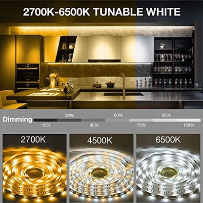 DAYBETTER Under Cabinet Lighting, 6 PCS Under Cabinet Lights, Dimmable LED Strip Lights with Remote, LED Lights for Kitchen Cabinet, Counter, Shelf, 2700K-6500K Warm to Daylight White, Timing, 20 ft