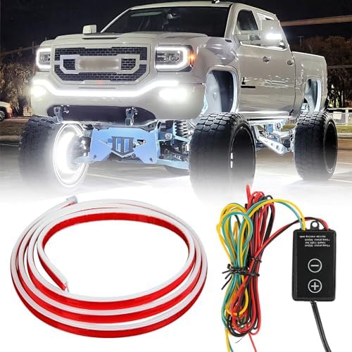 DREAMOTOR 94.5 Inch Led Hood Light Strip, White/Amber Car Hood Strip Lights